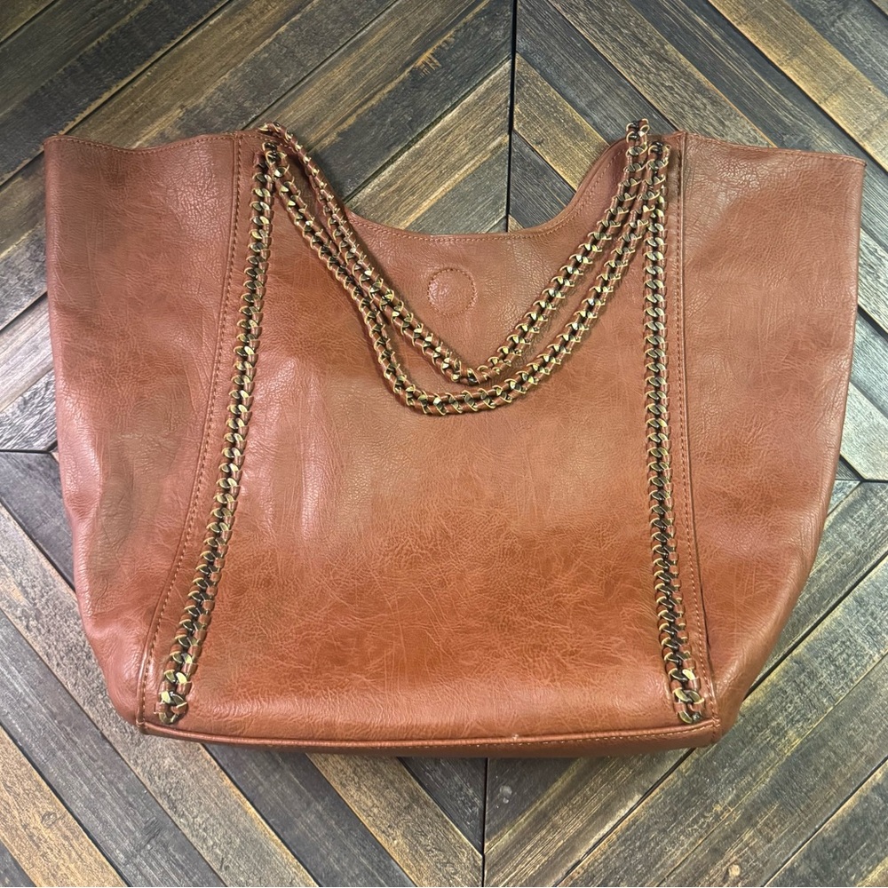 Altar'd State Brown Vegan Leather tote purse with pouch. - Picture 2 of 15